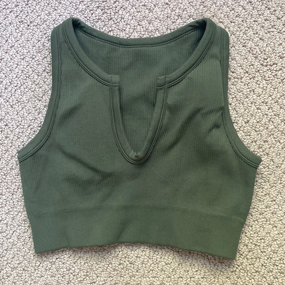 Ribbed 2 piece workout set crop top & seamless high rise leggings - Picture 5 of 8